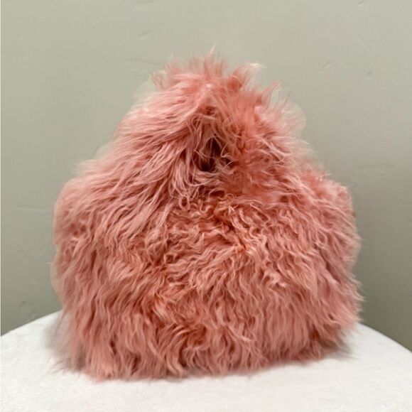 Flamingo Pink Real Curly Shearling Handmade Top HandleBag/Shoulder Bag/Crossbody - Picture 7 of 16